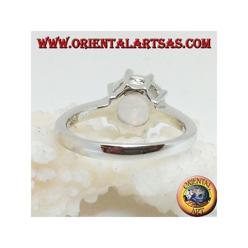 Anillo de plata con múltiples ajustes de ópalo blanco