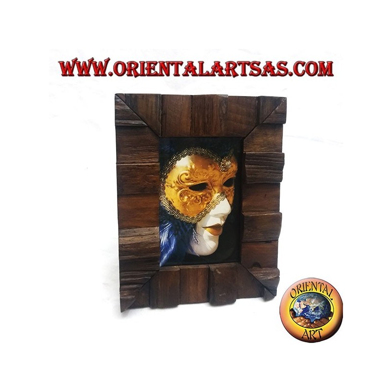 Cadre photo avec marches en bois de teck antique 25x20 cm