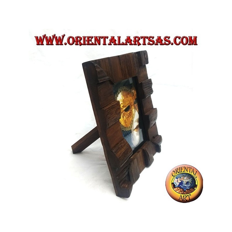 Cornice portafoto a gradini in legno di teak antico da 25x20 cm