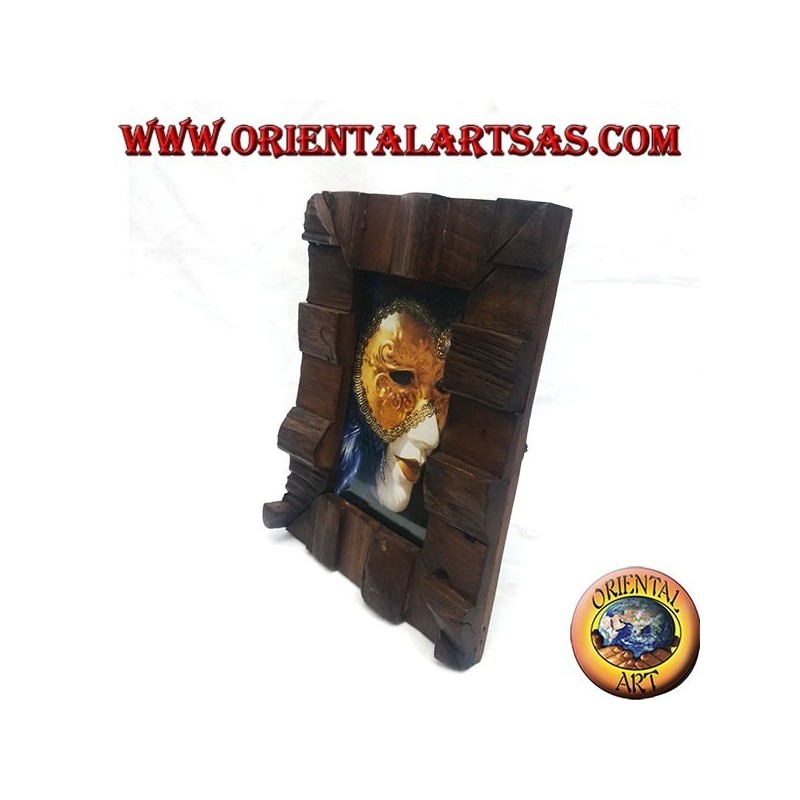 Cornice portafoto a gradini in legno di teak antico da 25x20 cm