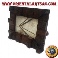 Picture frame with steps in antique teak wood 25x20 cm