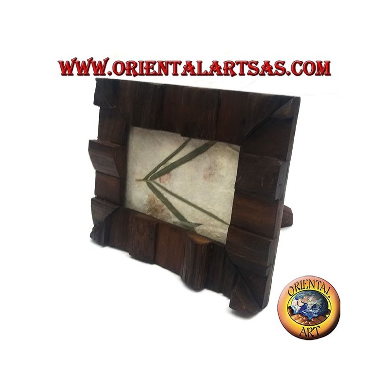 Cornice portafoto a gradini in legno di teak antico da 25x20 cm