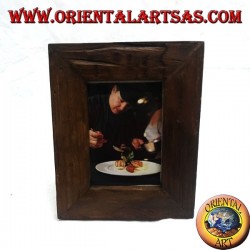 25x20 cm antiker Fotorahmen aus Teakholz