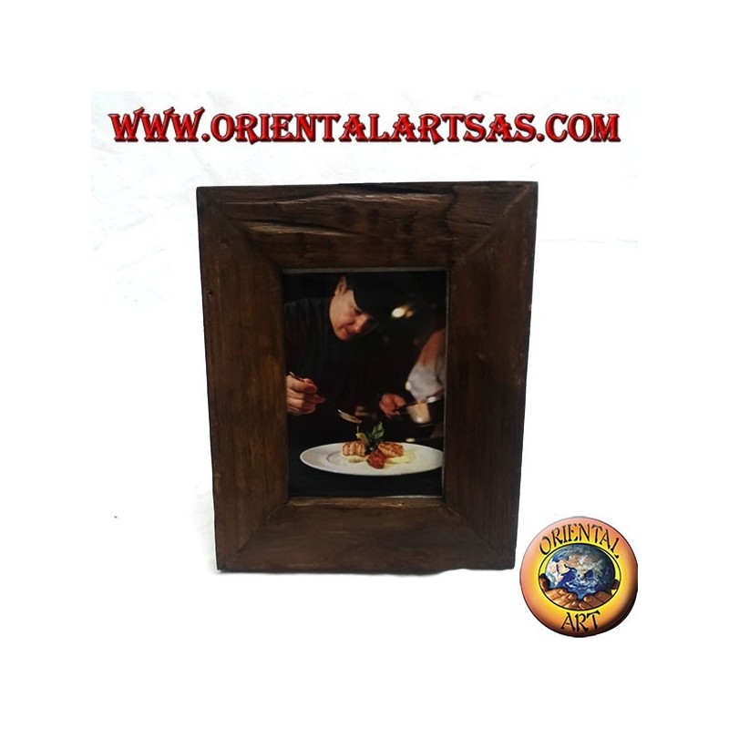 25x20 cm antiker Fotorahmen aus Teakholz