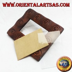 Photo frame with spirals engraved in pine wood 25x20 cm