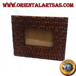 Photo frame with intertwined checkered pine wood 25x20 cm