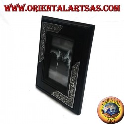 Mango wood photo frame with two 20x16 cm silver inserts with floral decoration