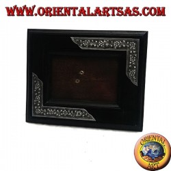 Cadre photo en manguier avec deux inserts en argent 20x16 cm à décor floral