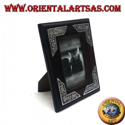Marco de fotos de madera de mango con cuatro inserciones florales de 20x16 cm en plata