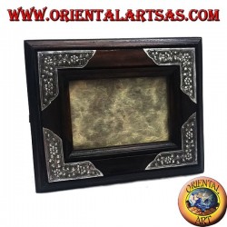 Mango wood photo frame with four 20x16 cm silver inserts with floral decoration