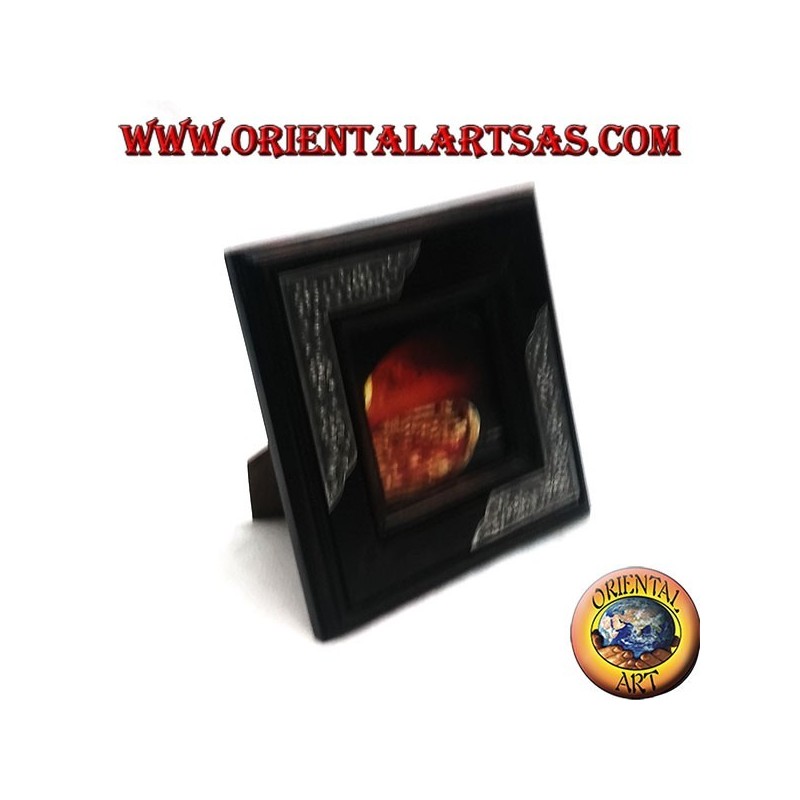 Marco de fotos cuadrado de mango con dos insertos plateados de 16 * 16 cm con decoración floral