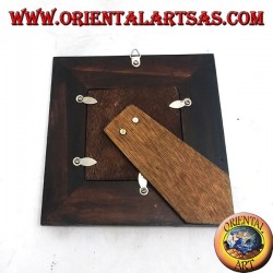Cadre en manguier carré avec deux inserts argentone décoration florale de 16x16 cm