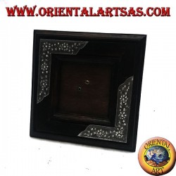 Marco de fotos cuadrado de mango con dos insertos plateados de 16 * 16 cm con decoración floral