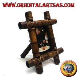 Photo frame in teak wood and with insertion of four 28x23 cm bamboo canes
