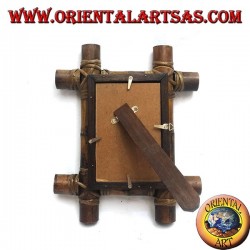 Photo frame in teak wood and with insertion of four 28x23 cm bamboo canes