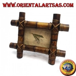 Photo frame in teak wood and with insertion of four 28x23 cm bamboo canes