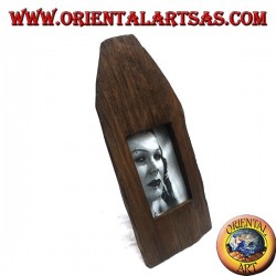 Truncated photo frame with pointed trunk in antique teak wood 35x15 cm