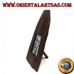 Marco de fotos truncado con tronco puntiagudo en madera de teca antigua 35x15 cm
