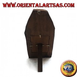 Marco de fotos truncado con tronco puntiagudo en madera de teca antigua 35x15 cm