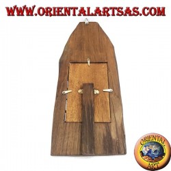 Marco de fotos truncado con tronco puntiagudo en madera de teca antigua 35x15 cm