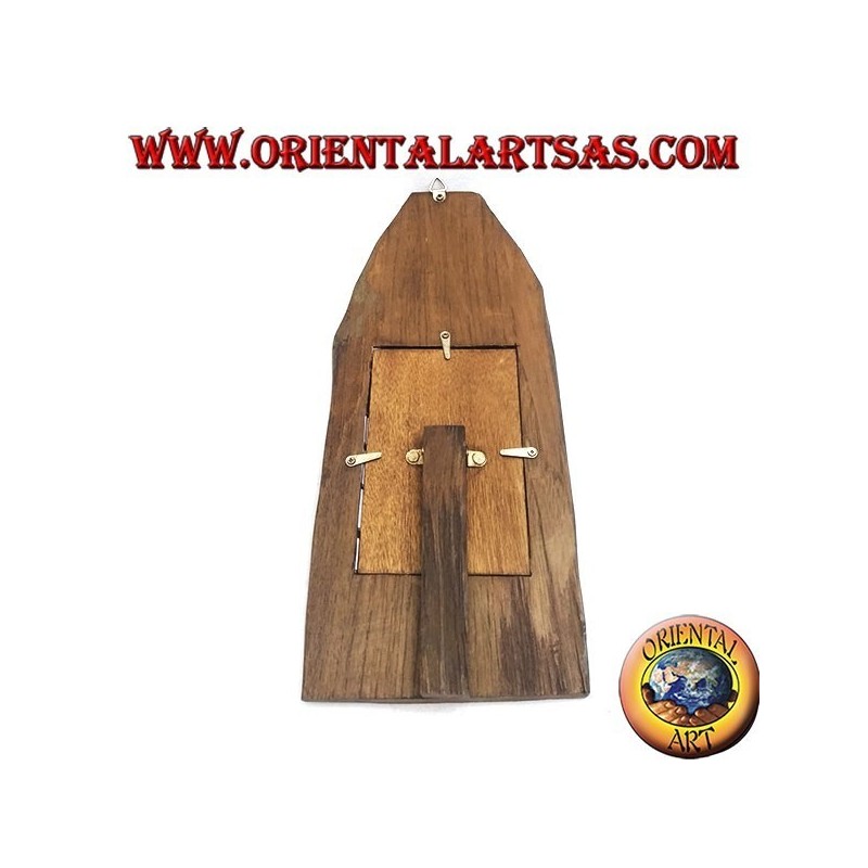 Cornice portafoto a stecca a punta di tronco in legno di teak antico da 35x15 cm