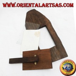 Truncated photo frame with pointed trunk in antique teak wood 35x15 cm