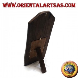 Photo frame with square slat of trunk in antique teak wood 35x15 cm