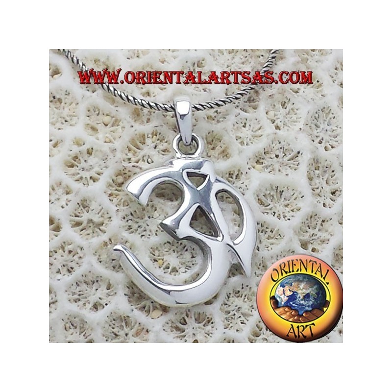 Ciondolo OM Oṁ Óm E Aum Sillaba Sacra in argento