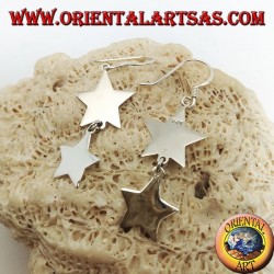 Silberohrringe mit doppeltem glatten Stern und flachem Anhänger