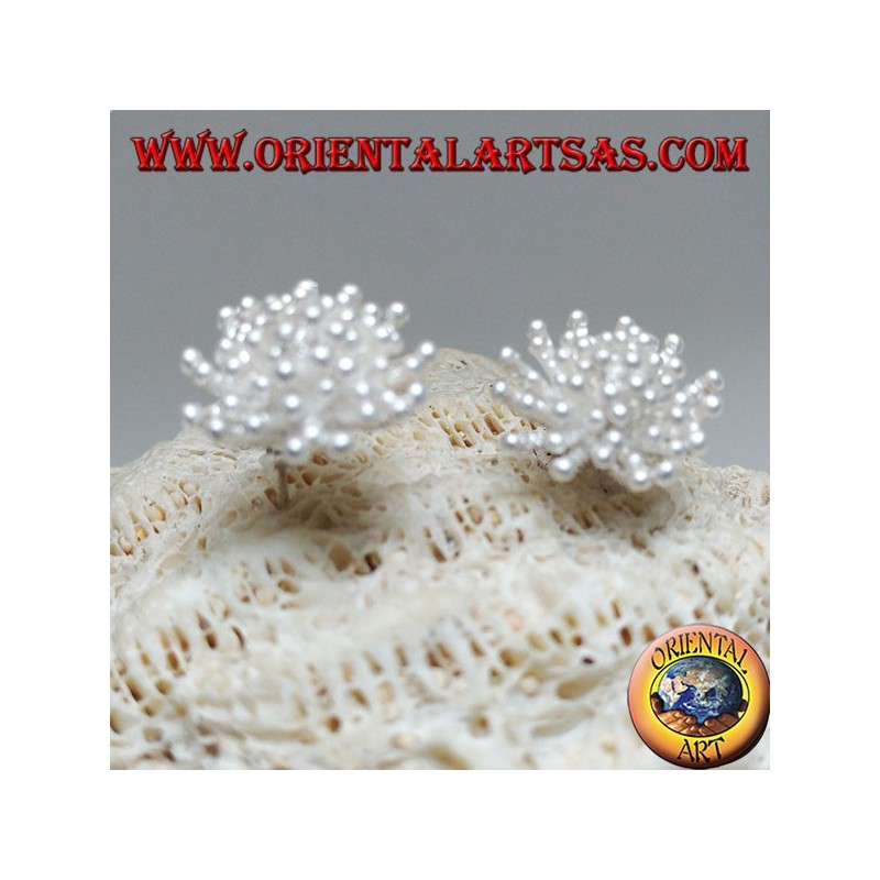 Boucles d'oreilles lobe en argent en forme d'anémone de mer avec finition satinée (grande)