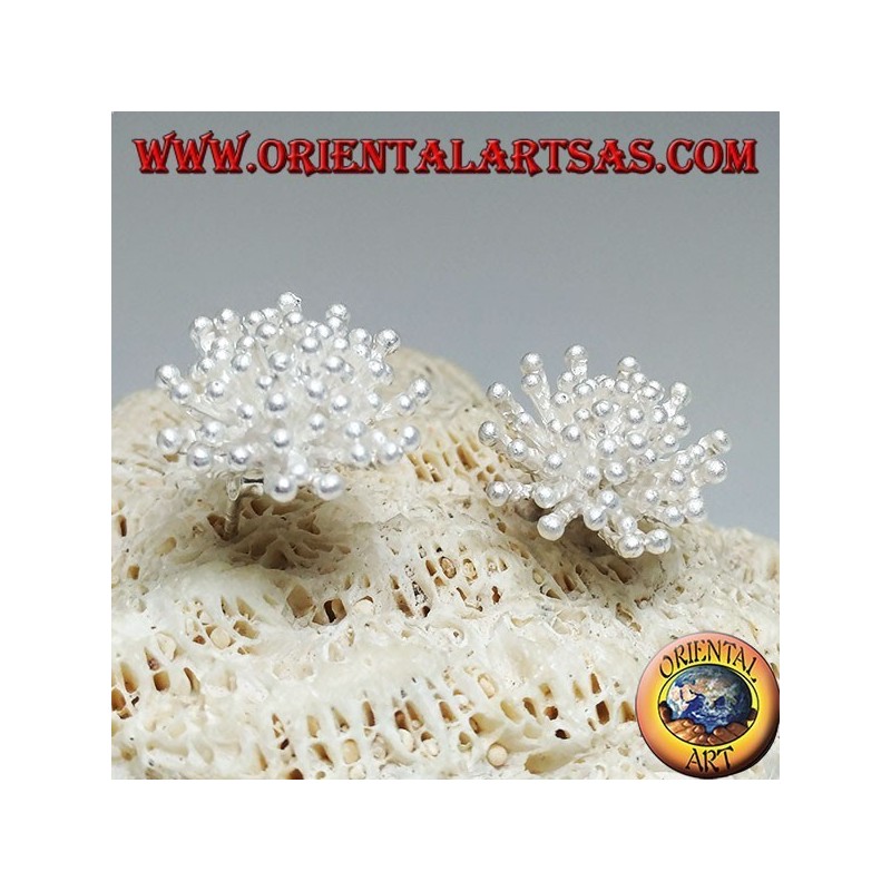Silberlappenohrringe in Form einer Seeanemone mit Satin-Finish (groß)