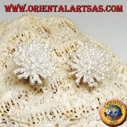 Pendientes de plata con lóbulos en forma de anémona de mar con acabado satinado (grande)