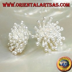 Boucles d'oreilles lobe en argent en forme d'anémone de mer avec finition satinée (grande)