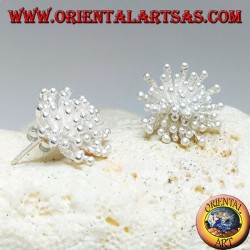 Silberlappenohrringe in Form einer Seeanemone mit Satin-Finish (groß)