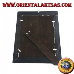 Mango wood photo frame with four silver-colored inserts with floral decoration of 31 x 26 cm