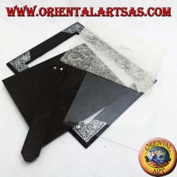 Cadre photo en manguier avec quatre inserts argentés à décor floral de 31 x 26 cm