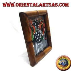 Marco de fotos de teca y bambú de 31 x 26 cm