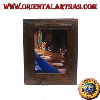 Marco de fotos antiguo de madera de teca 30 x 25 cm