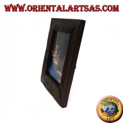 Marco de fotos antiguo de madera de teca 30 x 25 cm