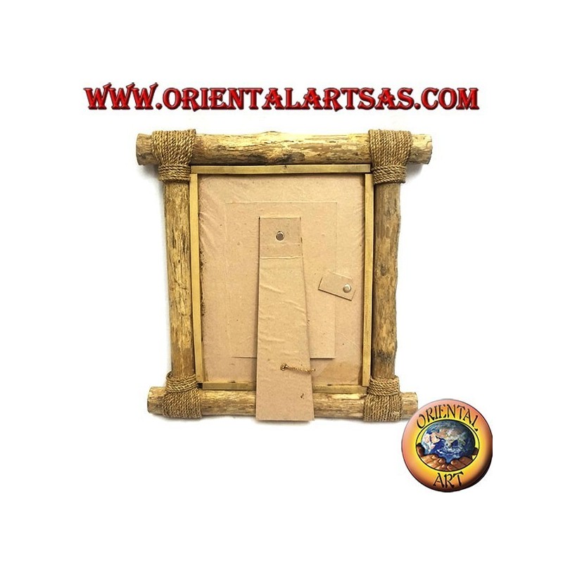 Rahmen vertikaler Rahmen aus Kaffeeholz und Rinde Dekorationen und natürlichen Elementen von 28 x 28 cm