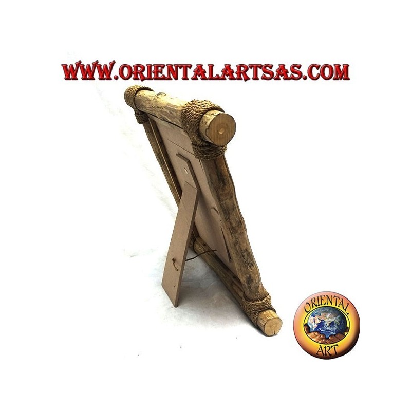 Rahmen vertikaler Rahmen aus Kaffeeholz und Rinde Dekorationen und natürlichen Elementen von 28 x 28 cm