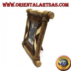 Rahmen vertikaler Rahmen aus Kaffeeholz und Rinde Dekorationen und natürlichen Elementen von 28 x 28 cm