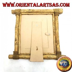 Vertical photo frame in coffee wood and decorations in bark and natural elements 35 x 33 cm