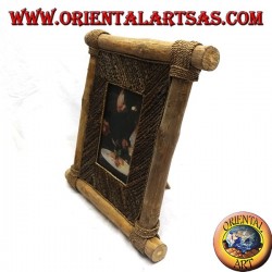 Cadre photo vertical en bois de café et décorations en bâtonnets d'écorce de 29 x 28 cm