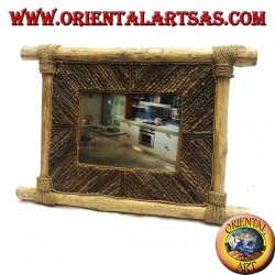 Vertical photo frame in coffee wood and decorations in 35 x 33 cm bark sticks