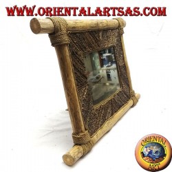 Cadre photo vertical en bois de café et décorations en bâtonnets d'écorce de 35 x 33 cm