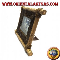 Cadre photo vertical en bois de café et décorations en bâtonnets d'écorce de 35 x 33 cm