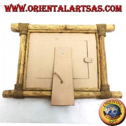 Vertical photo frame in coffee wood and decorations in 35 x 33 cm bark sticks