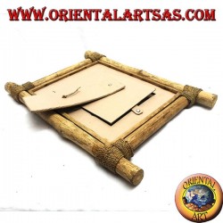 Vertical photo frame in coffee wood and decorations in 35 x 33 cm bark sticks