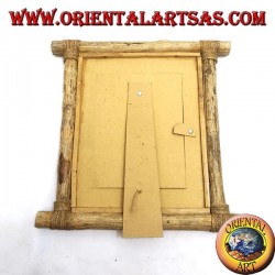 Vertikaler Fotorahmen aus Kaffeeholz und Dekorationen aus Rindenstäbchen (35 x 33 cm)